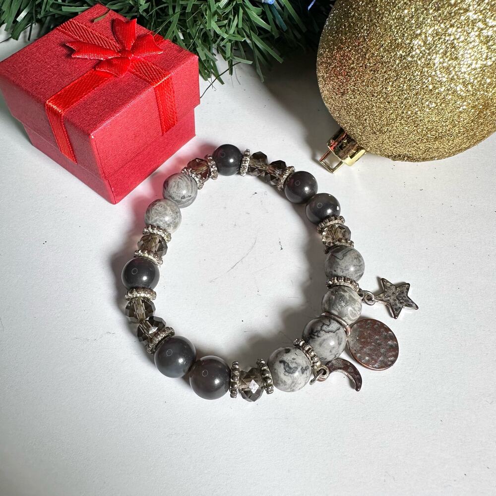 Beaded sun moon star bracelet